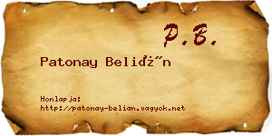 Patonay Belián névjegykártya